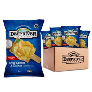 Deep River Krinkle Cut Sour Cream and Onion Flavored Chips 2 oz (Pack of 24) Gourmet Potato Chips Snack - Perfect Crunchy Snack for Parties and Lunches- Premium Quality Ingredients (EXP NOV 17 2025)