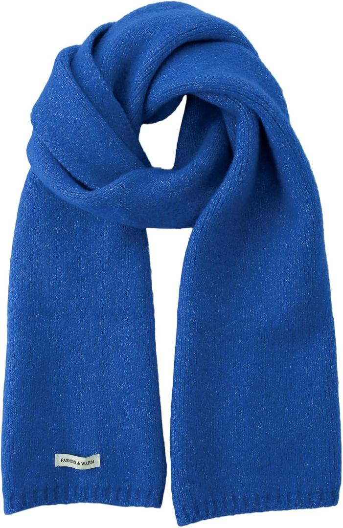 Trifabricy Winter Scarf for Women - Womens Warm Knit Scarf Soft Wrap for Cold Weather Winter Scarfs Fashion Solid Scarves (Blue)