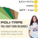 Poli-Craft Iron-ON Bundle Nature  5 x Poli-Flex Turbo A4 Heat Transfer Vinyl (HTV) Sheets  Fast Iron-On Vinyl in Sand Beige, Coffee, Green, Olive, Sage Green