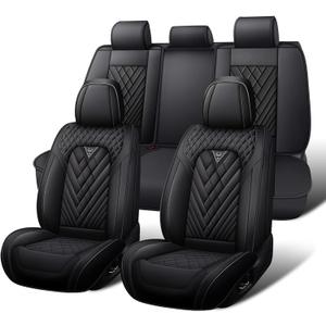 Car Seat Covers Full Set for Chevrolet Silverado 1500 2000-2026, Waterproof Nappa Leather Car Seat Cover, Full Coverage Car Seat Covers Sets(5 Seats/Black)