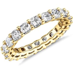PAVOI 14K Gold Plated Eternity Ring for Women - Square-Cut Cubic Zirconia Rings - Stackable Love Wedding Band, SIze 10