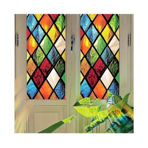 Colorful Diamond Stained Glass Window Film Privacy Decorative Panel Static Cling No Glue Glass Sticker 39 x 17.7 inches