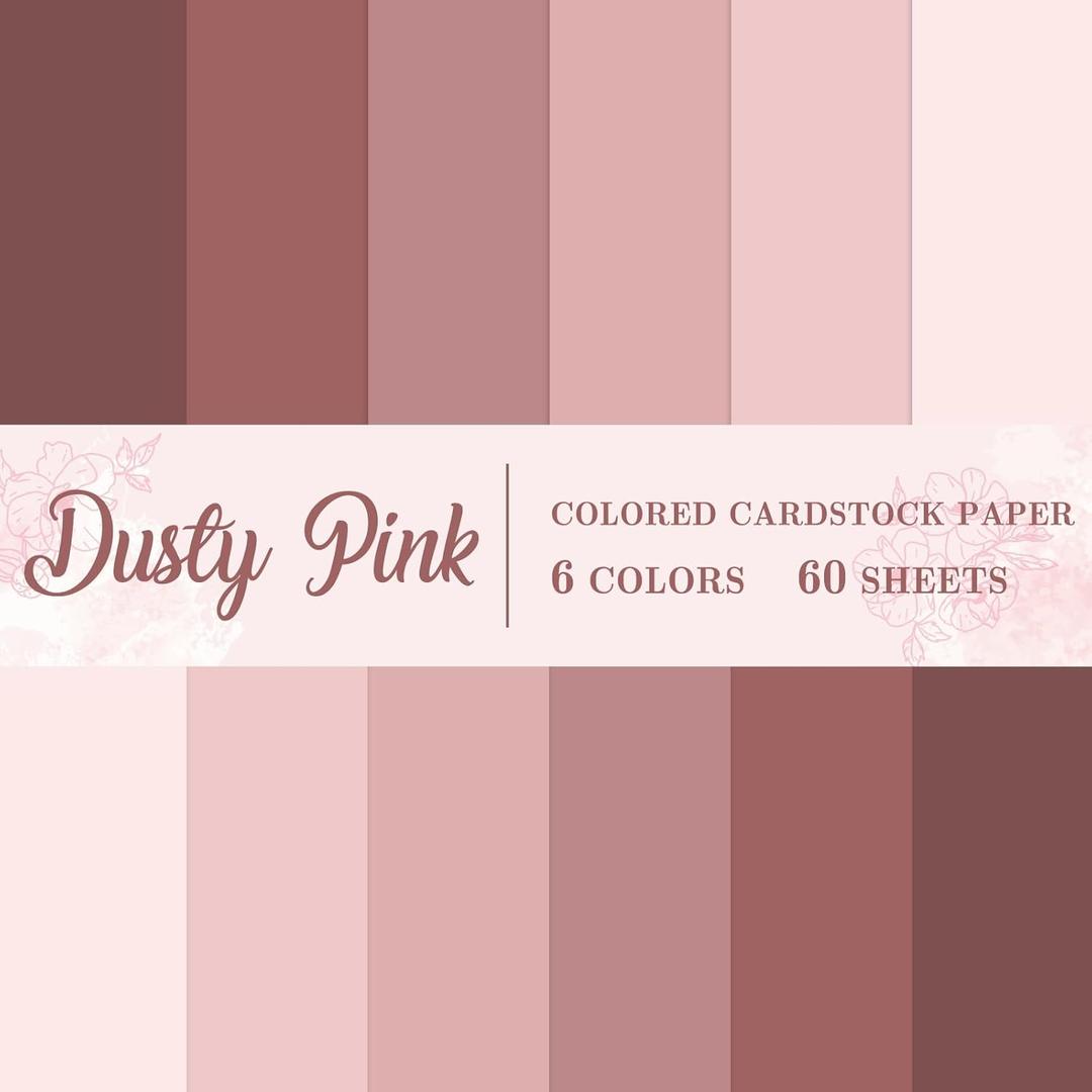 AnyDesign 60 Sheet 8.5 x 11 Inch Dusty Pink Thick Paper Card Stock 6 Gradient Colors Paper Cards Colored Scrapbook Paper for Prints DIY Arts Crafts Making School Office Home Supplies, 65lb