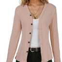 Womens Knit Cardigan Sweaters Long Sleeve Open Front Button Down Lightweight Casual Fall Fashion Jacket Tops OneSize (Gray)