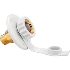 Xastro RV City Water Inlet, RV Water Inlet Connection with Check Valve, 3/4 NH Female to 1/2 NPT Male Lead-free Brass, RV Water Fill Inlet, RV Water Inlet Replacement