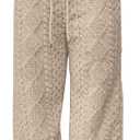 Women's Fuzzy Plush Pajama Pants Fleece Lined Drawstring Elastic Waist Wide Leg Teddy Pj Bottoms Lounge Sweatants (Medium, Beige)