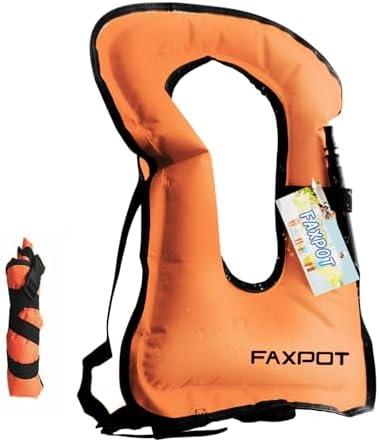 Faxpot Snorkel Vest, Adults Portable Kayaking Buoyancy Inflatable Swim Vest Jackets, Diving Surfing Adjustable Snorkeling Vest Swimming Jacket for Outdoor Water Sports Fun Safety