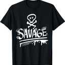 Savage Skull Print Graffiti T-Shirt T-Shirt. M Size