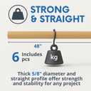 6PCS Bamboo Dowel Rods 5/8” x 48” Long – Round Wooden Dowels for Crafts DIY and School Projects Natural Unfinished Craft Wood Sticks for Crafting and Decor Smooth Surface Birch Alternative