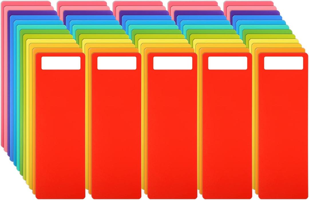 TaoBary 60 Pcs Library Book Dividers with Stickers 4 x 12 Inch Library Shelf Marker Assorted Color Comic Book Markers Plastic Dividers to Organize Home Teaching Supplies, 12 Colors