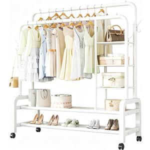 Double Clothing Rack with Wheels, long 47 inches Clothes Rack