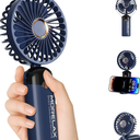 Morelax Handheld Mini Fan,USB Rechargeable Fodable Personal Fans 4000mAh,90 Adjustable, 6 Speed Strong Wind,Portable Fan Pocket Design 5 IN 1Cooling Table Fan for Office School Outdoor Travel,Blue