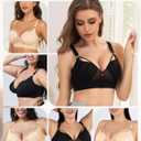 Plus Size Wireless Bras for Women No Underwire Push Up Bra Unlined Plunge V Large Breast Minimizer Bras (Black)