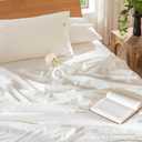 MooMee Bedding Duvet Cover Set 100% Washed Cotton Linen Like Textured Breathable Durable Soft Comfy (Solid Off White, King 104"x90")