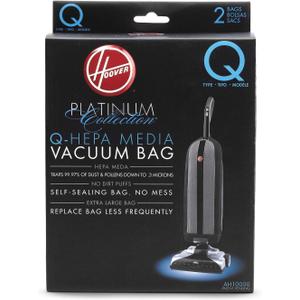 Hoover Vacuum Cleaner Bags for Platinum Upright Vacs, Pack of 2, Type Q, Hepa Filtration, Part # AH10000, Hoover Vacuum Bags Refill