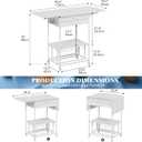 VENNQD Large Folding Heat Press Table Stand, Folded Rolling Heat Transfer Machine Cart Drawers Compatible with Cricut Vinyl Roll Holder DIY Crafting Table Workbench (White), 46.46 inches x 19.7 inches x 35.43 inches
