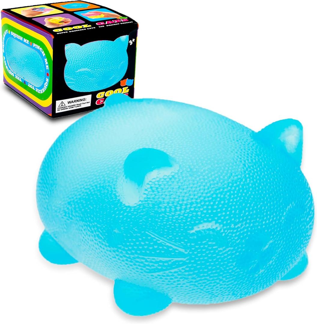 Stress Cat Toy, Sensory Fidget Toy, Sugar Filled Squishy Toys for Kids Stress Relief - High Density Squeeze Balls for Students Calming - Ultra-Soft Decompression Venting Toys