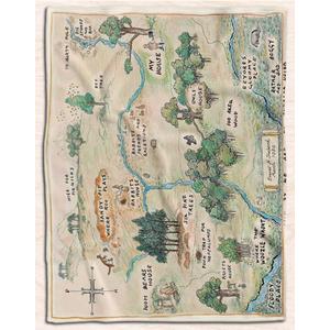 100 Acre Wood Map Jungle Blanket, Blankets Custom Bear Blanket, Cartoon Cute Flannel Fleece Throw Anime for Kids Teens Adults Warm Super Soft Cozy (Small (50x40 Inches))