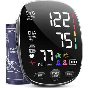 AILE Blood Pressure Monitor for Home Use, Automatic Upper Arm Blood Pressure Monitor - Skin-Friendly Blood Pressure Cuff for Adults - Extra-Large Colour Screen - Accurate BP Machine 2 * 120 Readings