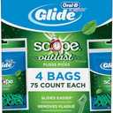 Glide Oral B Floss Picks Plusx 40mm Outlast - Long Lasting Mint, 4 Pack of 75