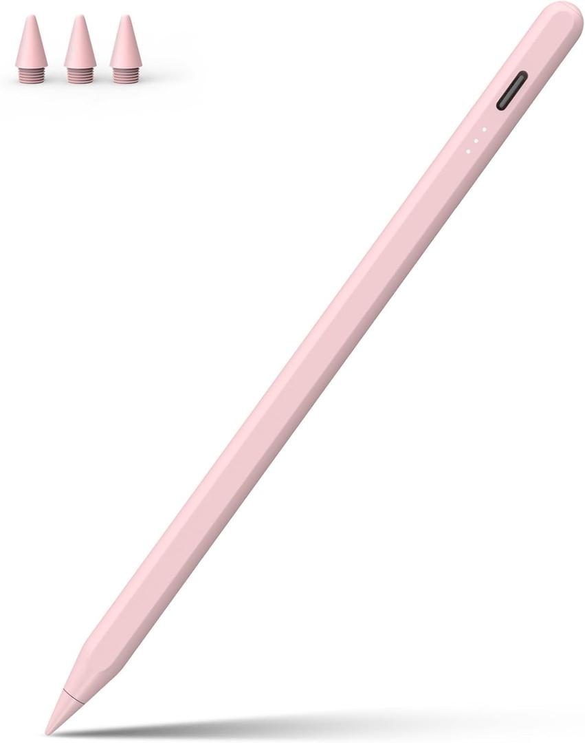 Stylus Pen for iPad, 13 mins Fast Charge for Apple iPad Pencil with Palm Rejection, Compatible with 2018-2024 iPad Air 3/4/5/6, iPad mini 5/6, iPad 6/7/8/9/10, iPad Pro 11"/12.9"/M4 (Pink)