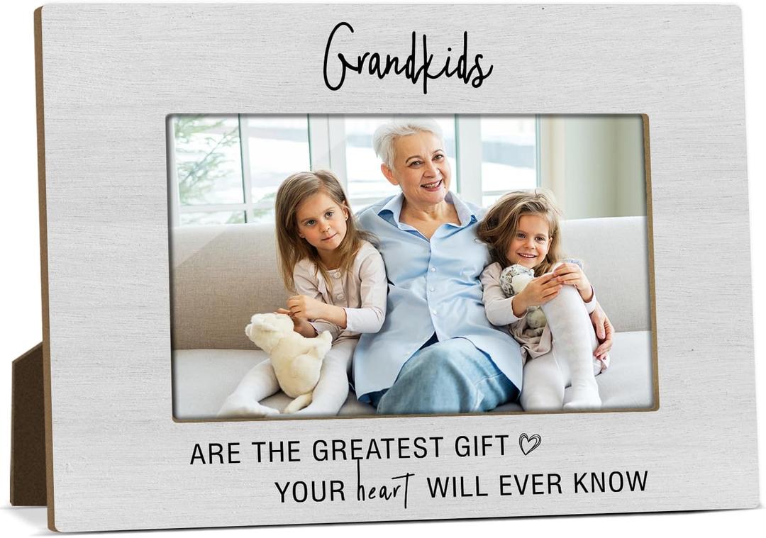 2 x Grandchildren Picture Frame, Family Gifts for Grandparents, Grandkids are The Greatest Gift Photo Frames Fit 4x6 Horizontal Photo for Tabletop Display Home Office Decor -12, 8x5.7 inches