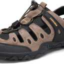 SAGUARO Men's Sport Sandals Adjustable Strap Closed Toe Outdoor Hiking Sandal Beach Water Shoes (Brown)