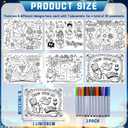 5 x 42 Pcs Passover Coloring Placemats Disposable Table Mats with Pens DIY Passover Coloring Paper Mats Table Passover Decors for Pesach Holiday Passover Theme Dinner Party Supplies