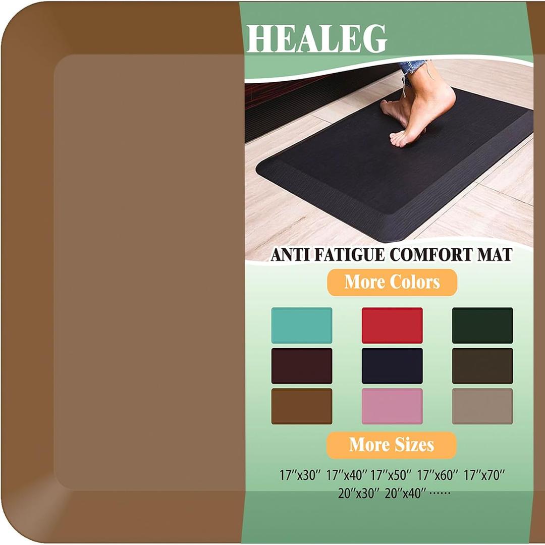 Anti Fatigue Floor Mat,Kitchen Mat, Standing Desk Mat  Comfort at Home, Office, Garage - Polyurethane(PU) Foam (Brown, 30" L x 17" W x 1" Th)