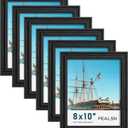 PEALSN 8x10 Picture Frame Set of 6, Display Pictures 5 x 7 with Mat or 8 x 10 without Mat, Wall Gallery Photo Frames for Wall Mounting or Tabletop Display, Black Woodgrain