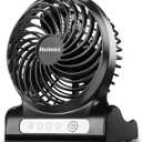 HOLMES 4" Personal Fan, Rechargeable Battery, 3 Speed Settings, Lightweight, Compact and Portable, Adjutstable Head, Home and Office, USB Cable, Black Finish