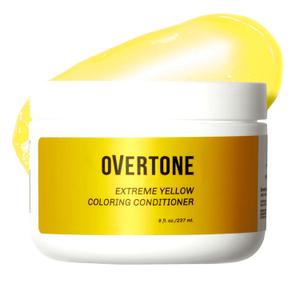 oVertone Color Depositing Semi-Permanent Hair Dye Conditioner - 8 oz For Natural & Color-Treated Hair, Moisturizing Shea Butter & Coconut Oil - Vegan & Cruelty-Free, Extreme Yellow (Extreme Yellow)