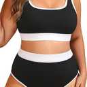 Tempt Me Women 16 Plus Size High Waisted Bikini Set Two Piece Swimsuit Full Coverage Sporty 2 Piece Bathing Suits