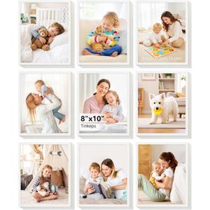 8x10 Picture Frames Set of 9 - Solid Wood Core, Not Plastic - Scratch Resistant White Wood Grain Finish
