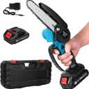 6-Inch Mini Electric Chainsaw Cordless, 1500mAh Lightweight Battery with Safety Lock & Low Noise, Handheld Chainsaw for Tree Trimming, Gardening, Camping - Senior/Ladies-Friendly Gift