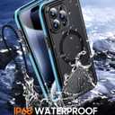 Temdan Magnetic for iPhone 15 Pro Max Case Waterproof, [Built-in Ring Invisible Stand & Screen Protector][IP68 Underwater][Dropproof][Dustproof][Real 360] Shockproof Protective Phone Case 6.7'' -Blue