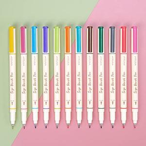 WRITECH Brush Tip Marker Pens: Artist Markers Flexible Tip Water Based 12ct Assorted Colors for Journaling Adult Coloring Hand Lettering Calligraphy Drawing Vibrant Colored