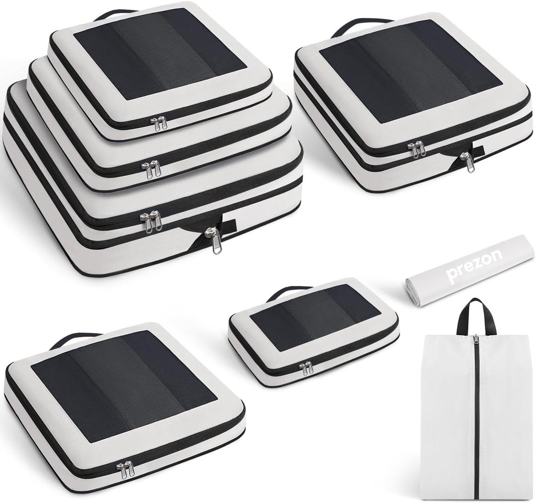 8 Set Compression Packing Cubes for Travel, Lightweight Vacation Travel Essentials, Travel Accessories for Suitcase Organizer Bags Set, Durable Luggage Organizer