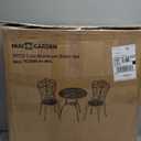 NUU GARDEN 3 Piece Bistro Set Outdoor, All Weather Cast Aluminum Patio Bistro Sets Patio Table and Chairs Set of 2 with Umbrella Hole for Yard, Balcony, Black, Butterfly Backrest