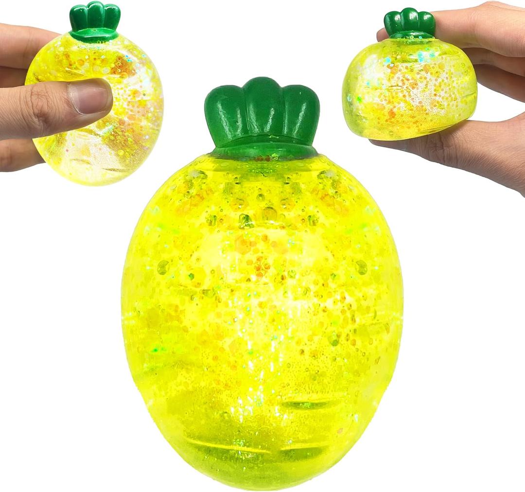 ZTATU Carton Baby Carrot, Squishy Fidget Toys for Kids & Adults, Glitter Squishy Sugar Ball, Sensory Toys for Autistic Children, Party Favors Stress Balls for Office, School, Travel (Yellow)