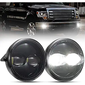 BUNKER INDUST f150 LED Fog Lights Compatible with Ford F-150 2009 2010 2011 2012 2013 2014, 1 Pair OEM Replacement Front Bumper Driving 4.5" Round Fog Lamp Kit