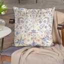 Boho Floral Throw Pillow Covers 18x18 inch Set of 2,Cream Boho Rug Geometric Floral Pattern Decor Double Sided Pattern Cushion Cover Soft Pillow Case Living Sofa Room Bed Square Pillow Cover