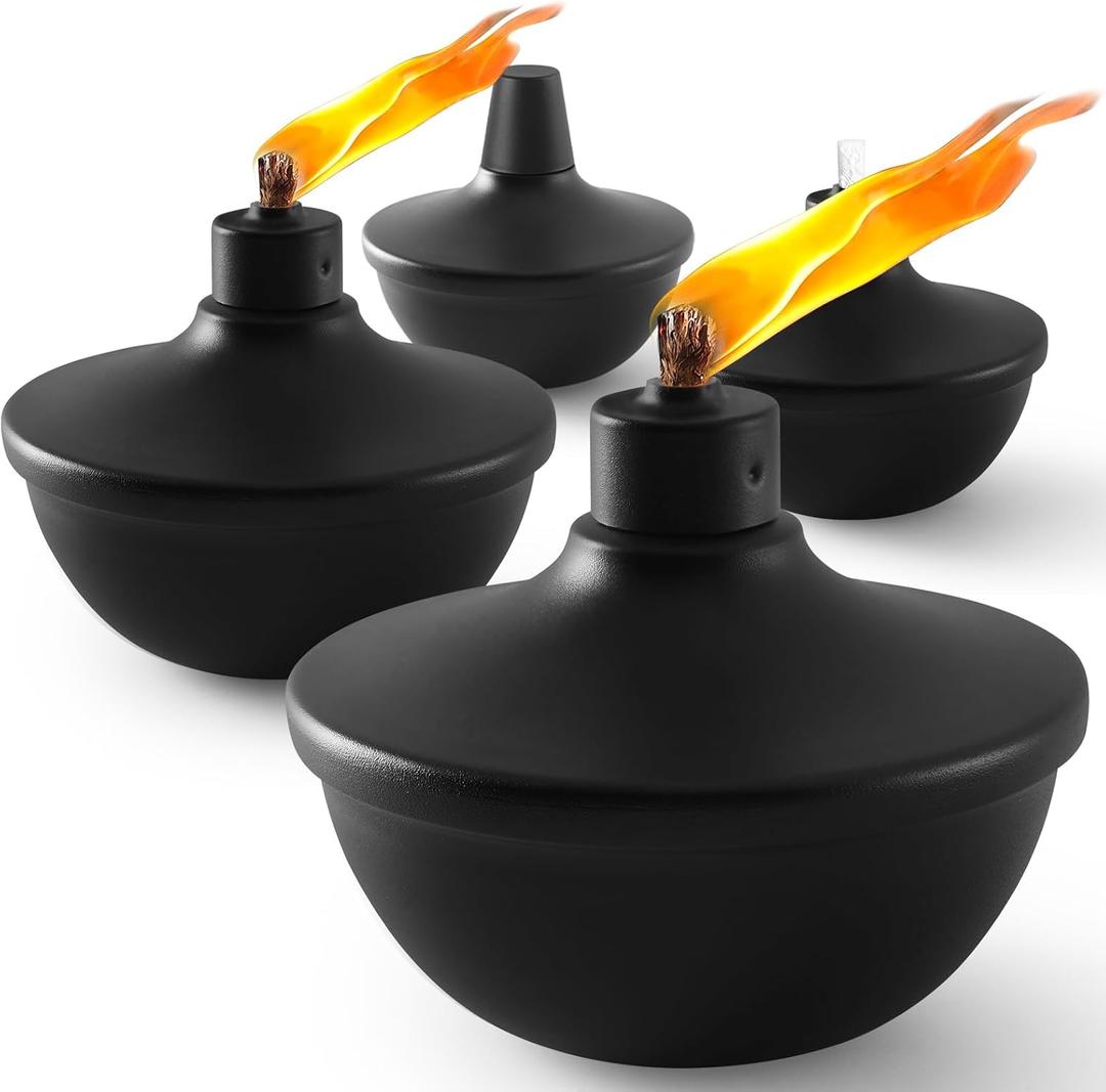 ZSPENG 4 Pack Metal Table Top Torches,23.5 oz Citronella Torches for Outside,Refillable Flame Light Torch with Wicks and Covers for Party, Garden Decor,DIY