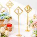 Elegant Lineshading 30-Piece Wooden Table Numbers - Rustic Gold Wedding Seat Numbers with Holders for Reception, Party & Event