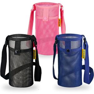 Water Bottle Holder with Strap, Premium Water Bottle Carrier with Strap Easy Clean, Light Water Bottle Carrier Bag, Water Bottle Holder with Pocket for Hiking, Walking, Travel