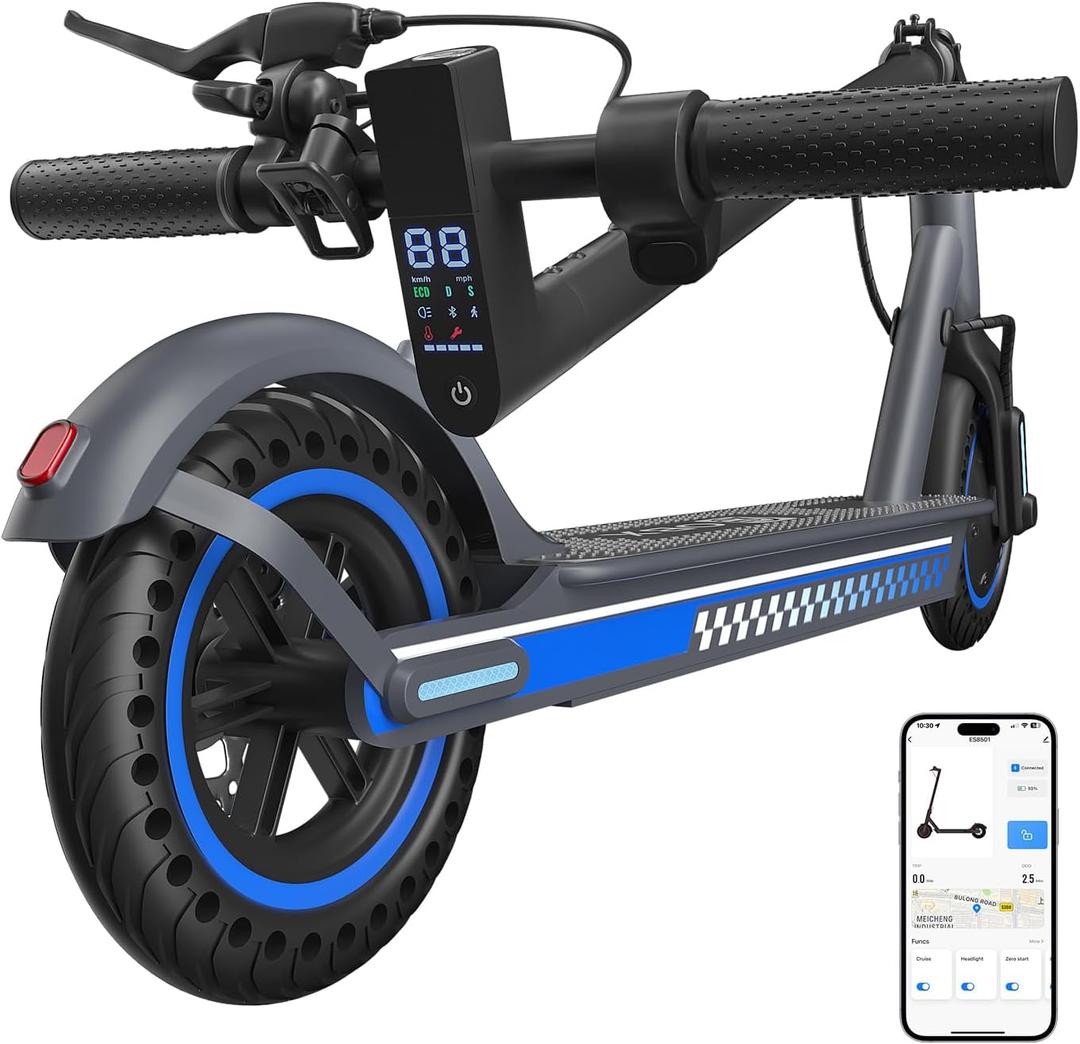 Electric Scooter Adult 350W Motor, Top 19 mph, 8.5'' Solid Tire Max 18/22 Miles Ranges, Foldable E Scooters for Adults Commuting, with Cruise Control, APP Control Double Braking, Suspension