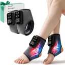 Foot Renew Massager for Neuropathy,4-in-1 Cordless & Portable Foot and Ankle Massager for Heel Warming Heating Pad Heated Brace Wrap with 5 Vibration Modes,4 Heat Levels,Portable for Home,2pcs,Grey