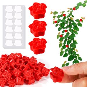 BOXOB 50pcs Plant Climbing Wall Clips, 0.39 Inch Diameter Self-Adhesive Plant Vine Fixture Hooks with 60 Stickers Climbing Vine Traction Support Holder Mount for Wall Outdoor Indoor Garden (Red)