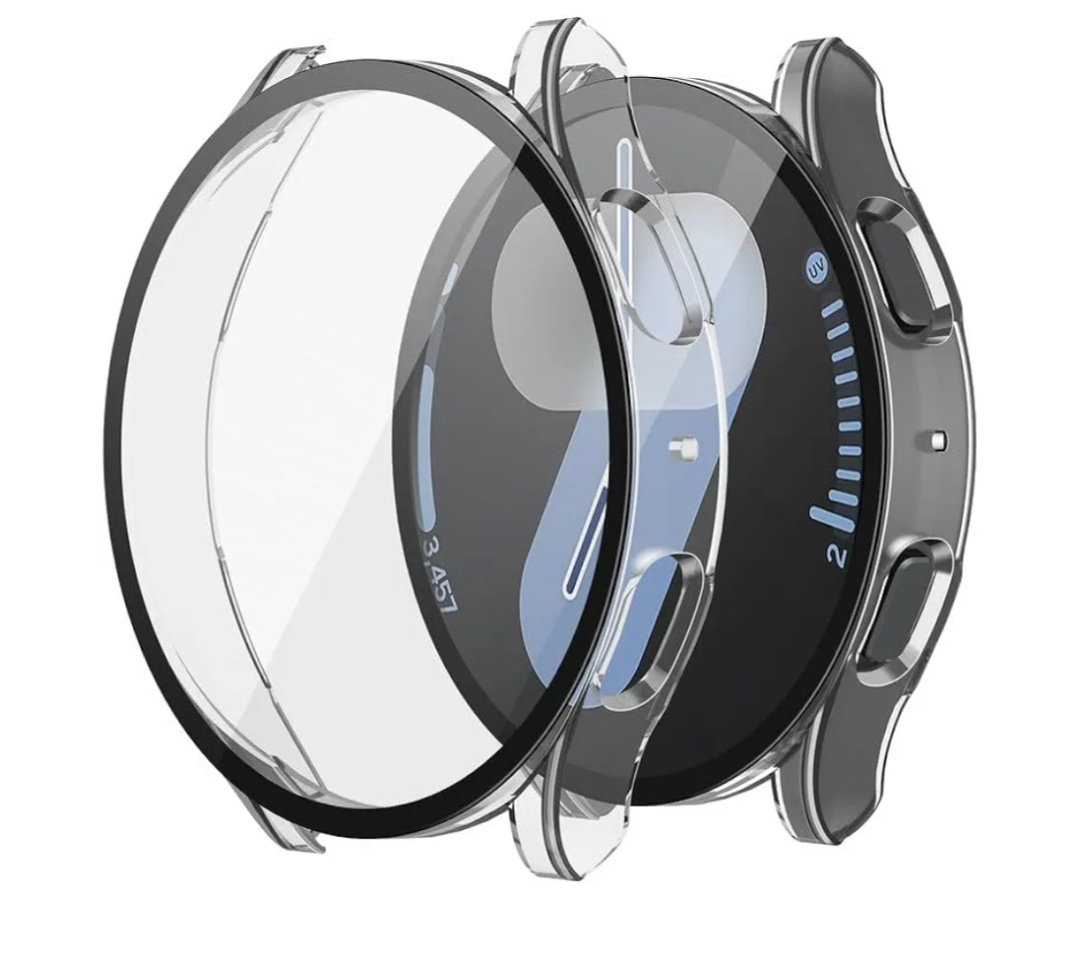 Misxi 2-Pack Hard PC Screen Protector Case for Samsung Galaxy Watch 7 44mm, Anti-Slip Ultra-Thin Scratch Resistant Cover with Tempered Glass for Galaxy Watch7, Transparent