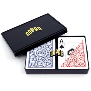 Copag 1546 Design 100% Plastic Playing Cards, Poker Size (Standard) Red/Blue (Jumbo Index, 1 Set)